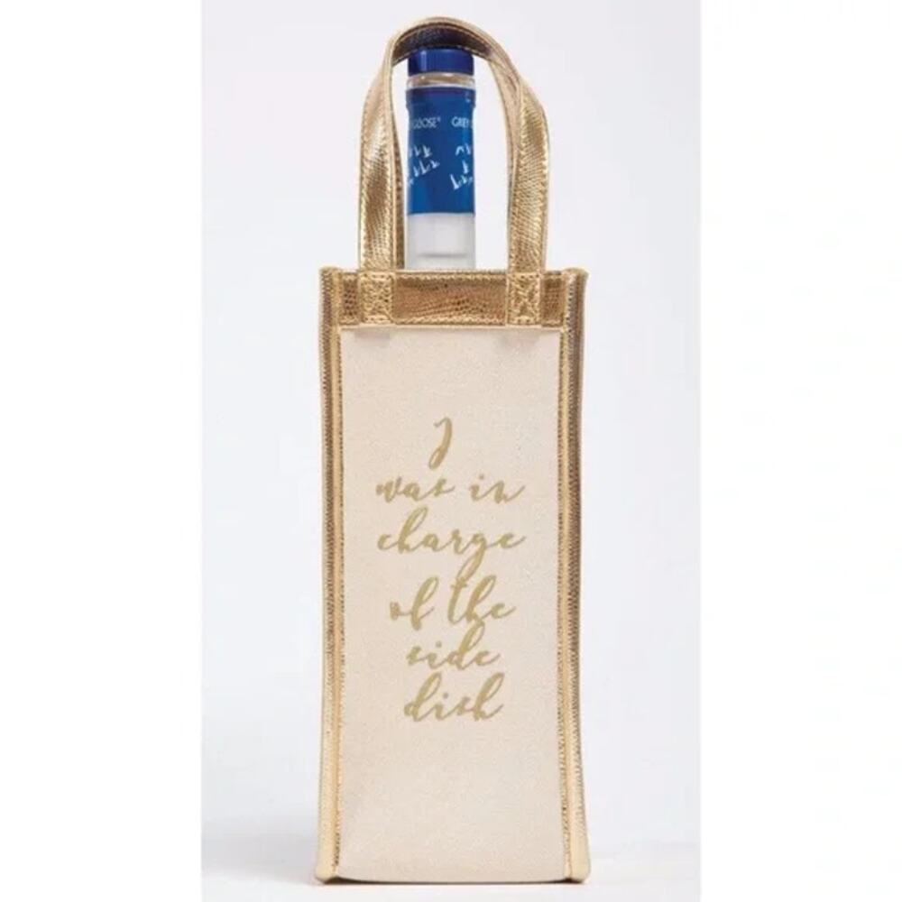 NWT 8 Oak Lane Gold Canvas Spirit Wine Tote Bag